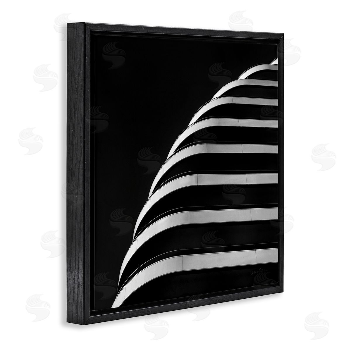 Modern Curved Building Photography Black Floating Frame Canvas Wall Art, Home Decor by Andre Eichman