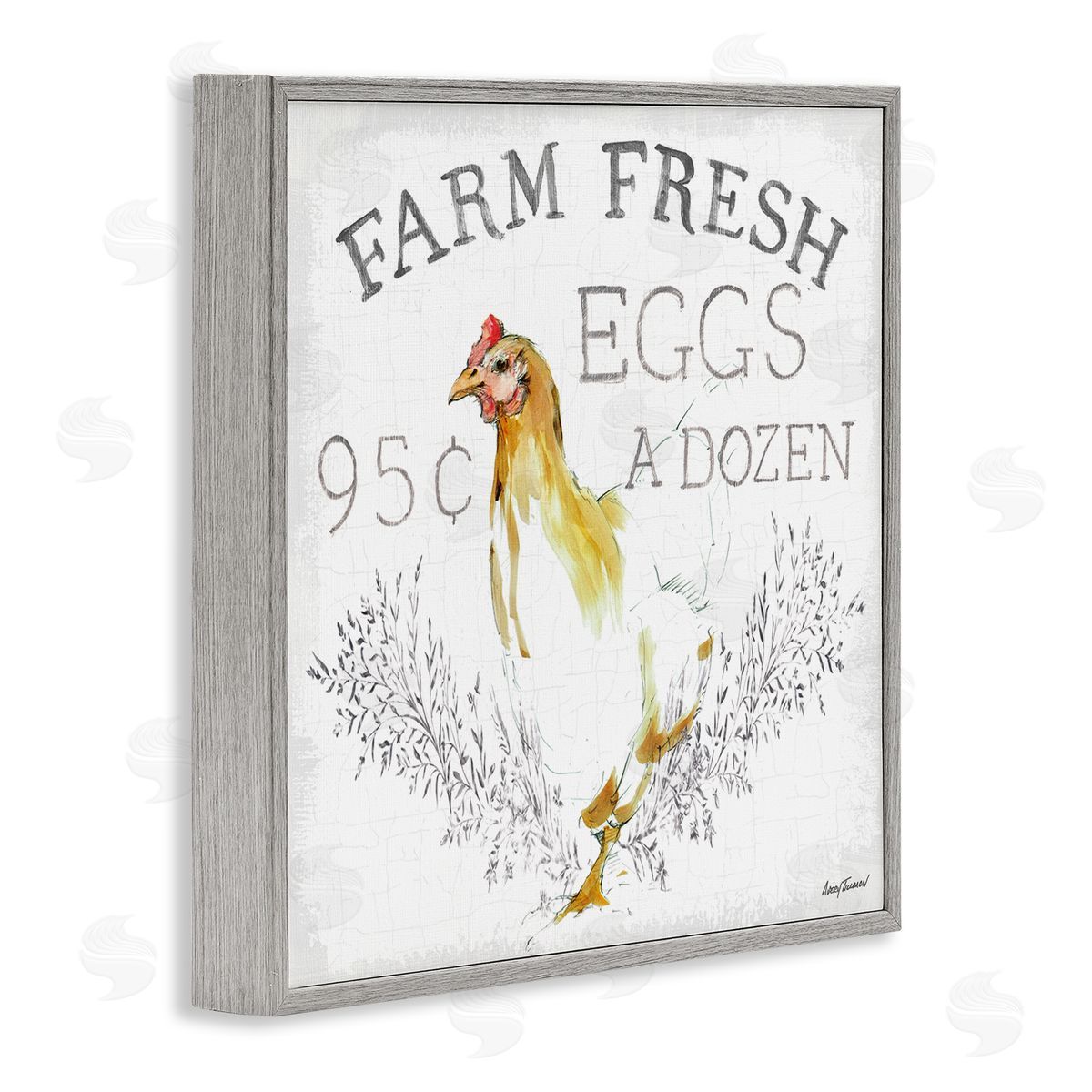 Chicken Farm Fresh Vintage Sign Grey Frame Print Wall Art, Home Decor by Avery Tillmon