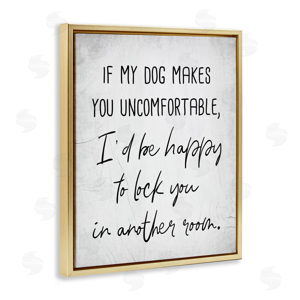 Funny Dog Makes You Uncomfortable Gold Floating Frame Canvas Wall Art, Home Decor by Stupell Studio