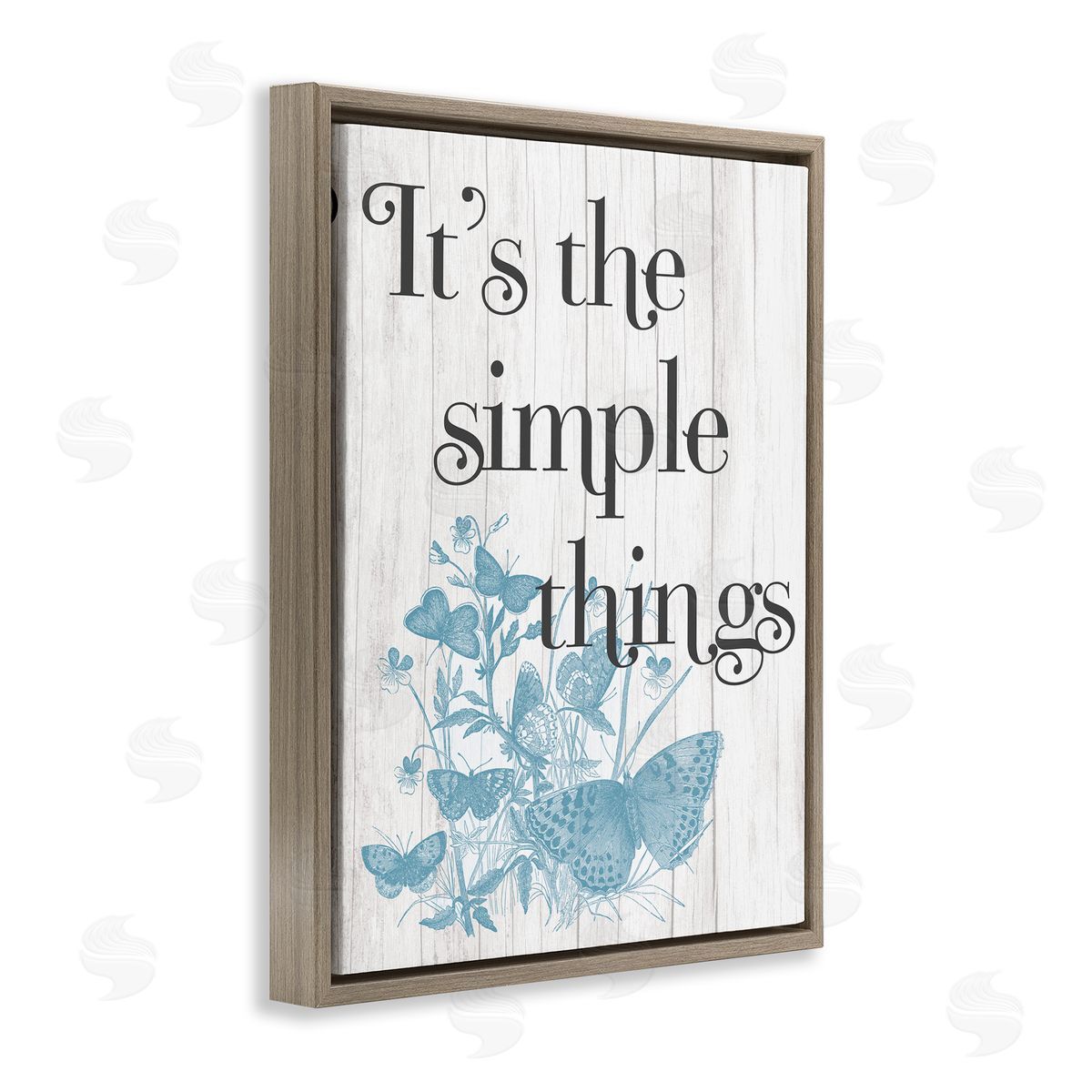 Simple Things Quote with Butterflies Brown Floating Frame Canvas Wall Art, Home Decor by Stupell Studio