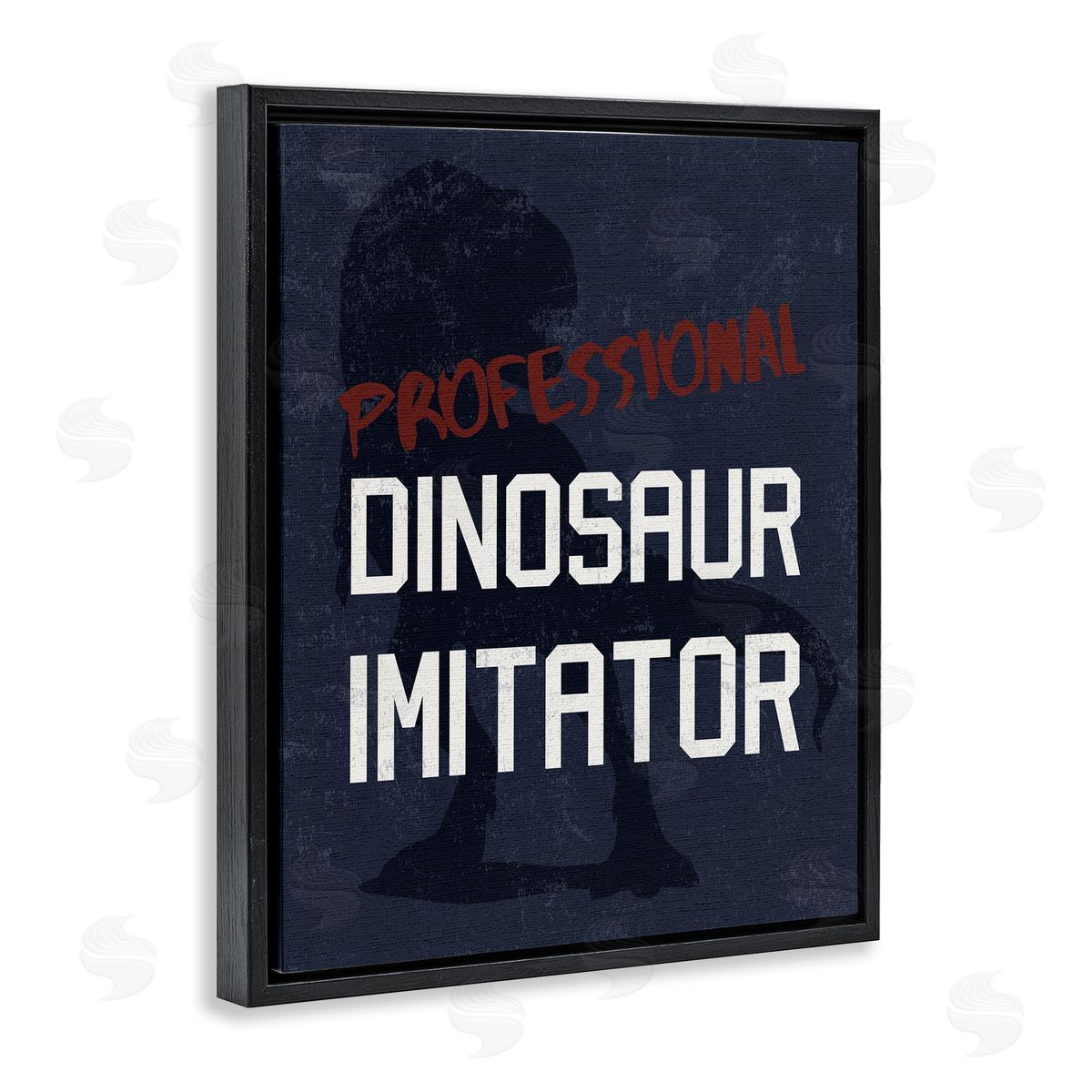 Professional Dinosaur Imitator T-Rex Black Floating Frame Canvas Wall Art, Home Decor by Stupell Studio