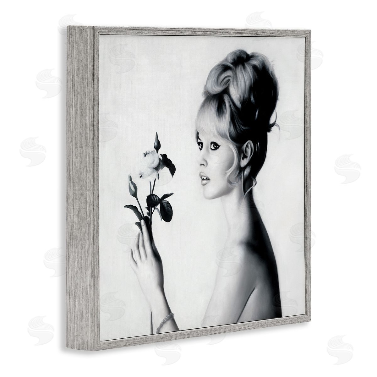 Famous People Bardot Portrait Grey Frame Print Wall Art, Home Decor by Urban Road