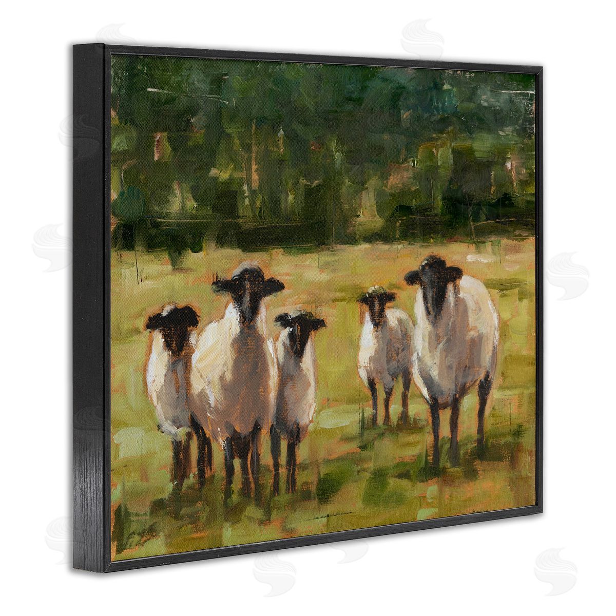 Flock of Sheep Painting Black Frame Print Wall Art, Home Decor by Ethan Harper