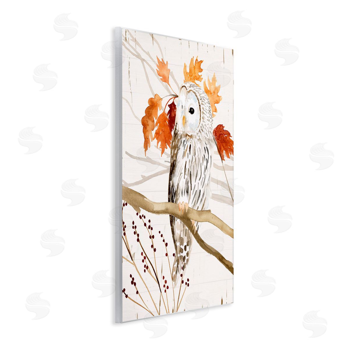 Owl In Autumnal Forest Wood Plaque Wall Art, Home Decor by Victoria Borges