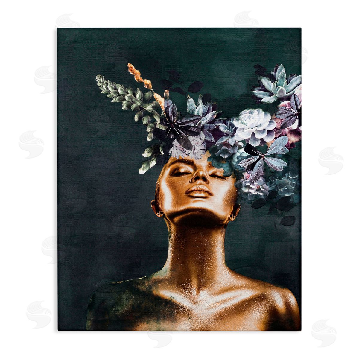 Female Portrait with Succulents Canvas Wall Art, Home Decor by Design Fabrikken