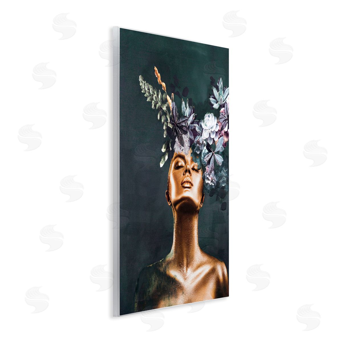 Female Portrait with Succulents Wood Plaque Wall Art, Home Decor by Design Fabrikken