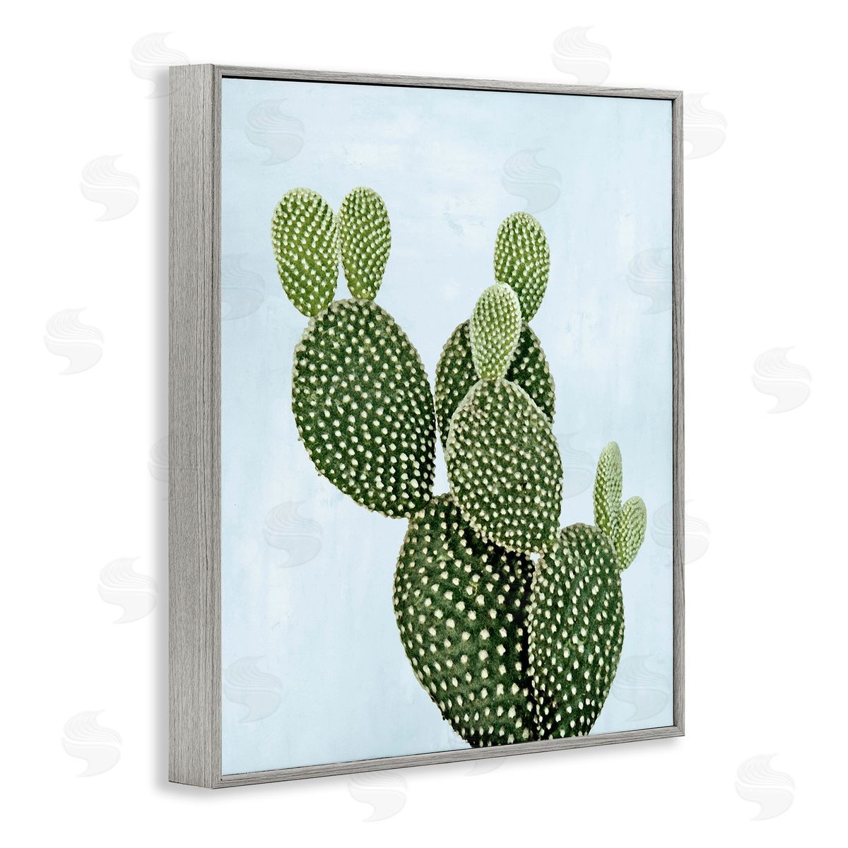 Prickly Pear over Paster Blue Grey Frame Print Wall Art, Home Decor by Mia Jensen