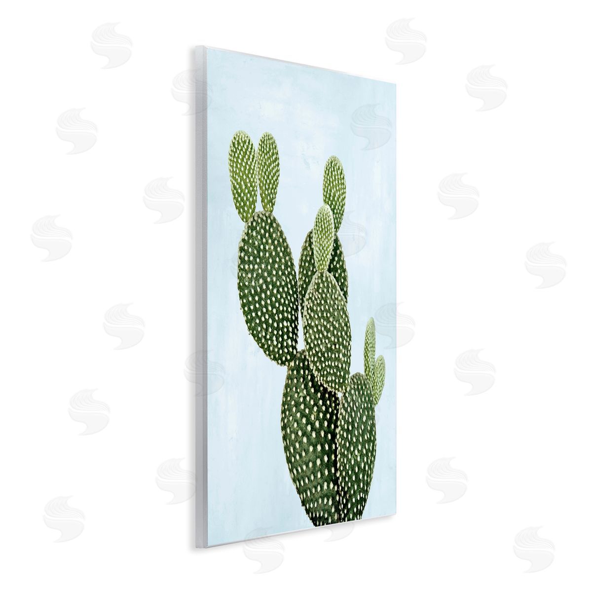 Prickly Pear over Paster Blue Wood Plaque Wall Art, Home Decor by Mia Jensen