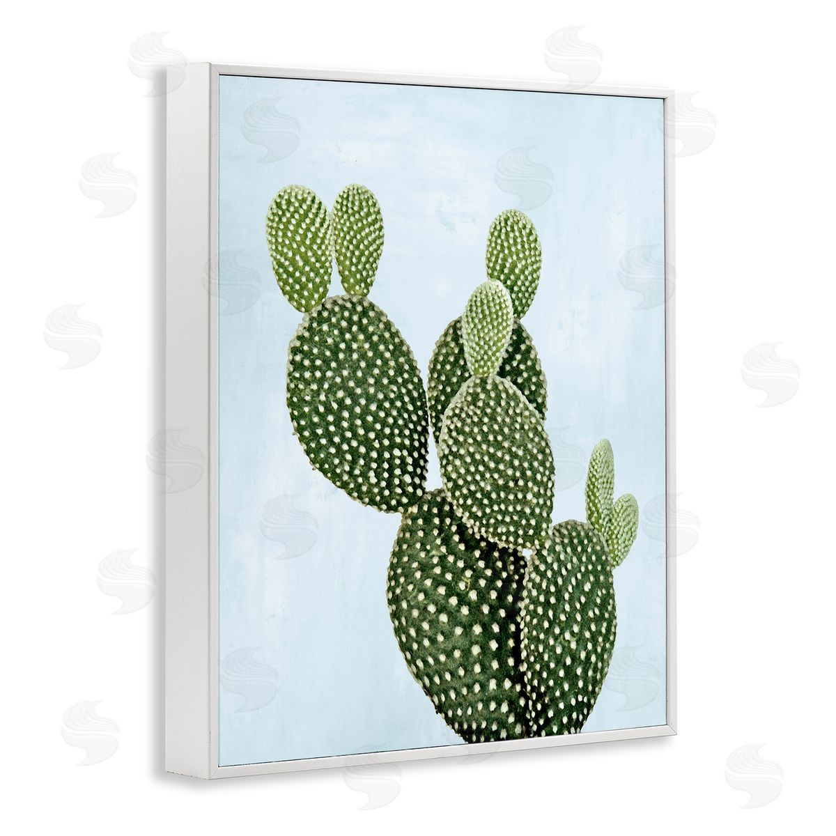 Prickly Pear over Paster Blue White Frame Print Wall Art, Home Decor by Mia Jensen