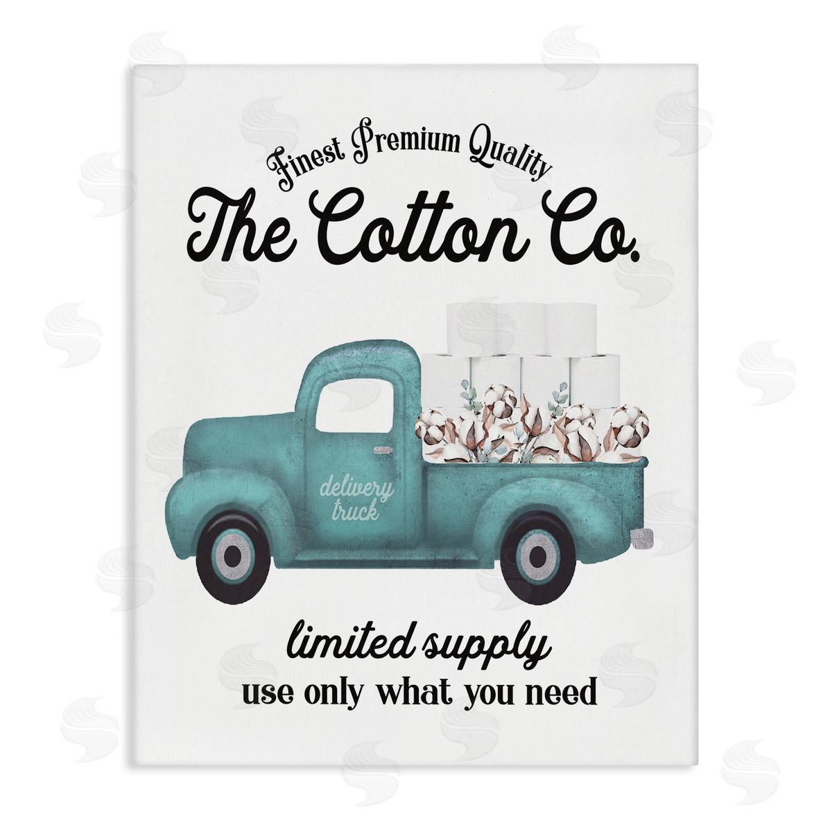 Toilet Paper Cotton Truck Canvas Wall Art, Home Decor by Lettered and Lined