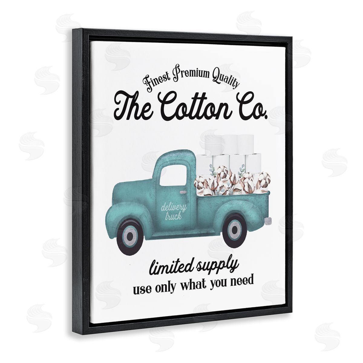 Toilet Paper Cotton Truck Black Floating Frame Canvas Wall Art, Home Decor by Lettered and Lined