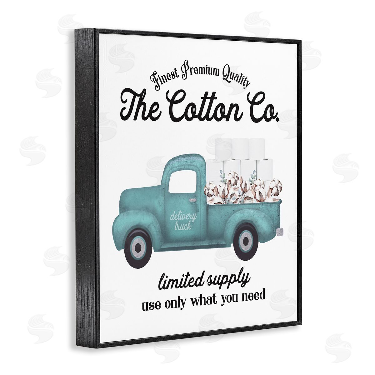 Toilet Paper Cotton Truck Black Frame Print Wall Art, Home Decor by Lettered and Lined