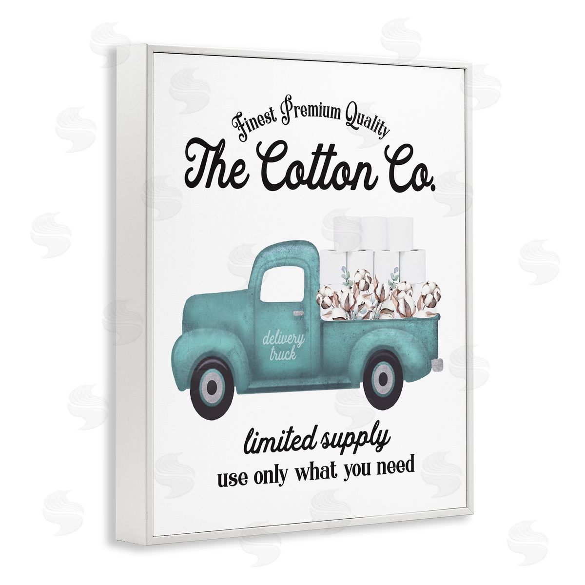 Toilet Paper Cotton Truck White Frame Print Wall Art, Home Decor by Lettered and Lined