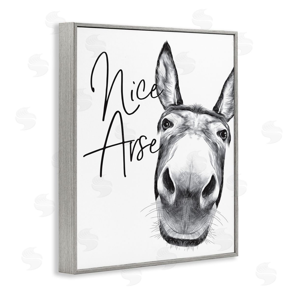 Donkey Bathroom Humor Grey Frame Print Wall Art, Home Decor by Lettered and Lined