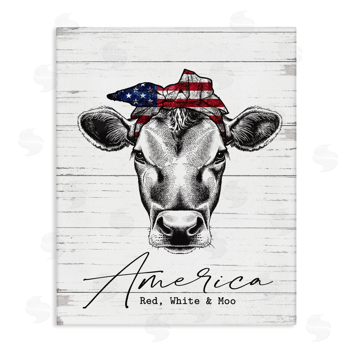 Americana Cow Red White and Moo Canvas Wall Art, Home Decor by Lettered and Lined
