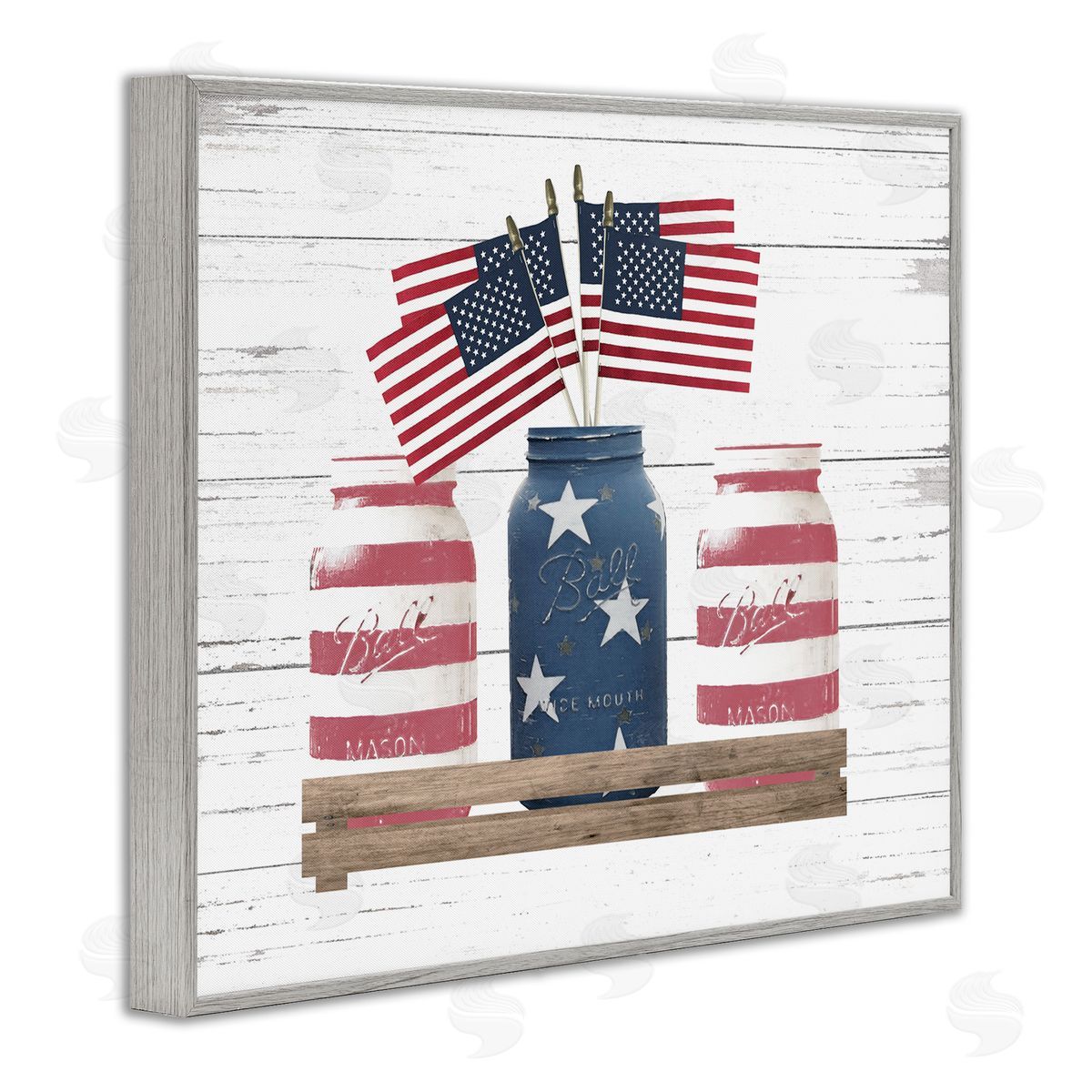 Rustic Patriotic Jars Americana Grey Frame Print Wall Art, Home Decor by Lettered and Lined