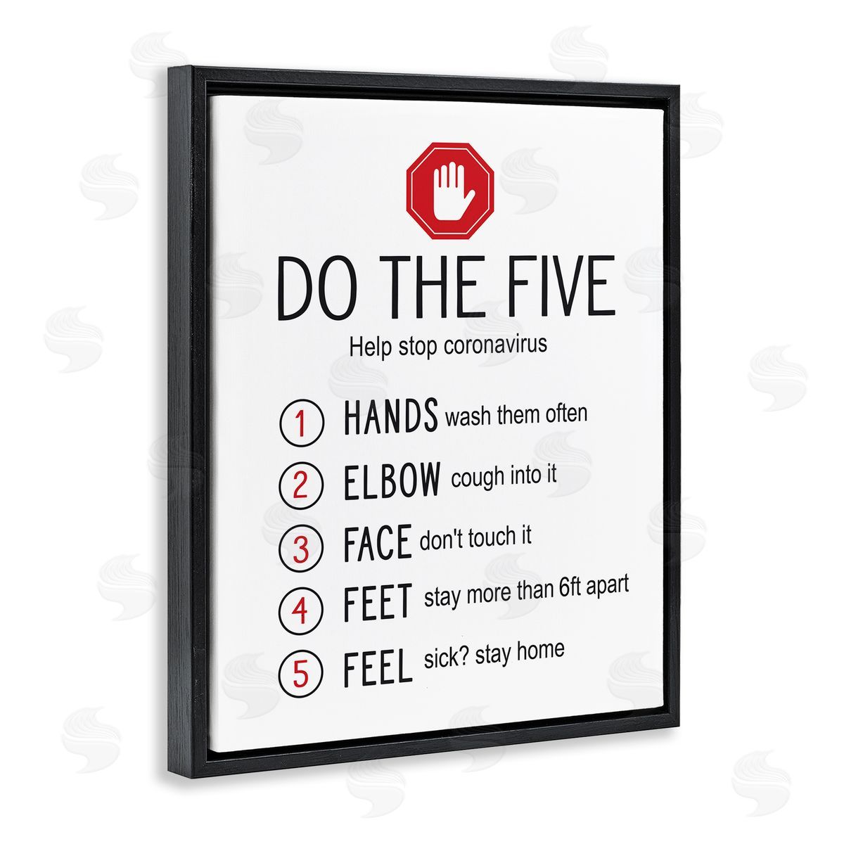 Do Five Cleanliness Steps Black Floating Frame Canvas Wall Art, Home Decor by Lettered and Lined