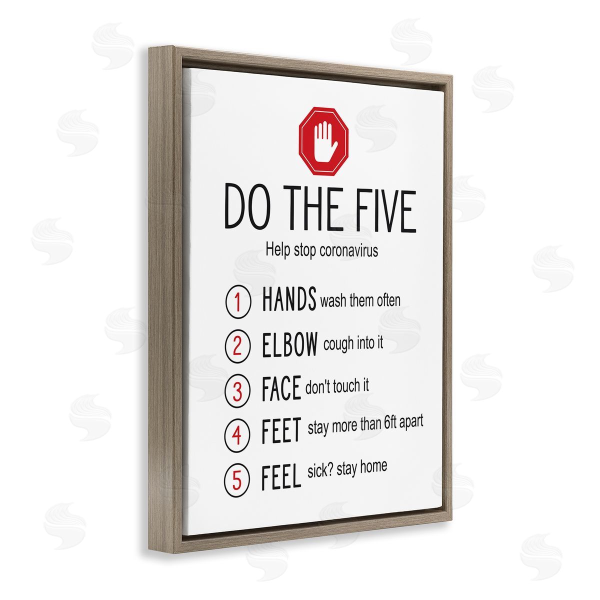 Do Five Cleanliness Steps Brown Floating Frame Canvas Wall Art, Home Decor by Lettered and Lined