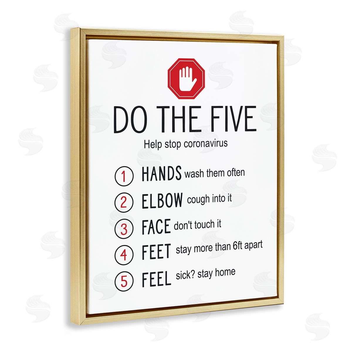 Do Five Cleanliness Steps Gold Floating Frame Canvas Wall Art, Home Decor by Lettered and Lined