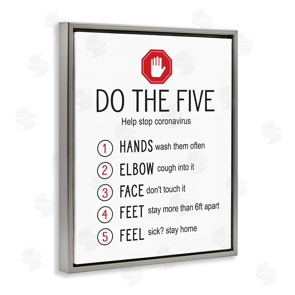 Do Five Cleanliness Steps Grey Floating Frame Canvas Wall Art, Home Decor by Lettered and Lined