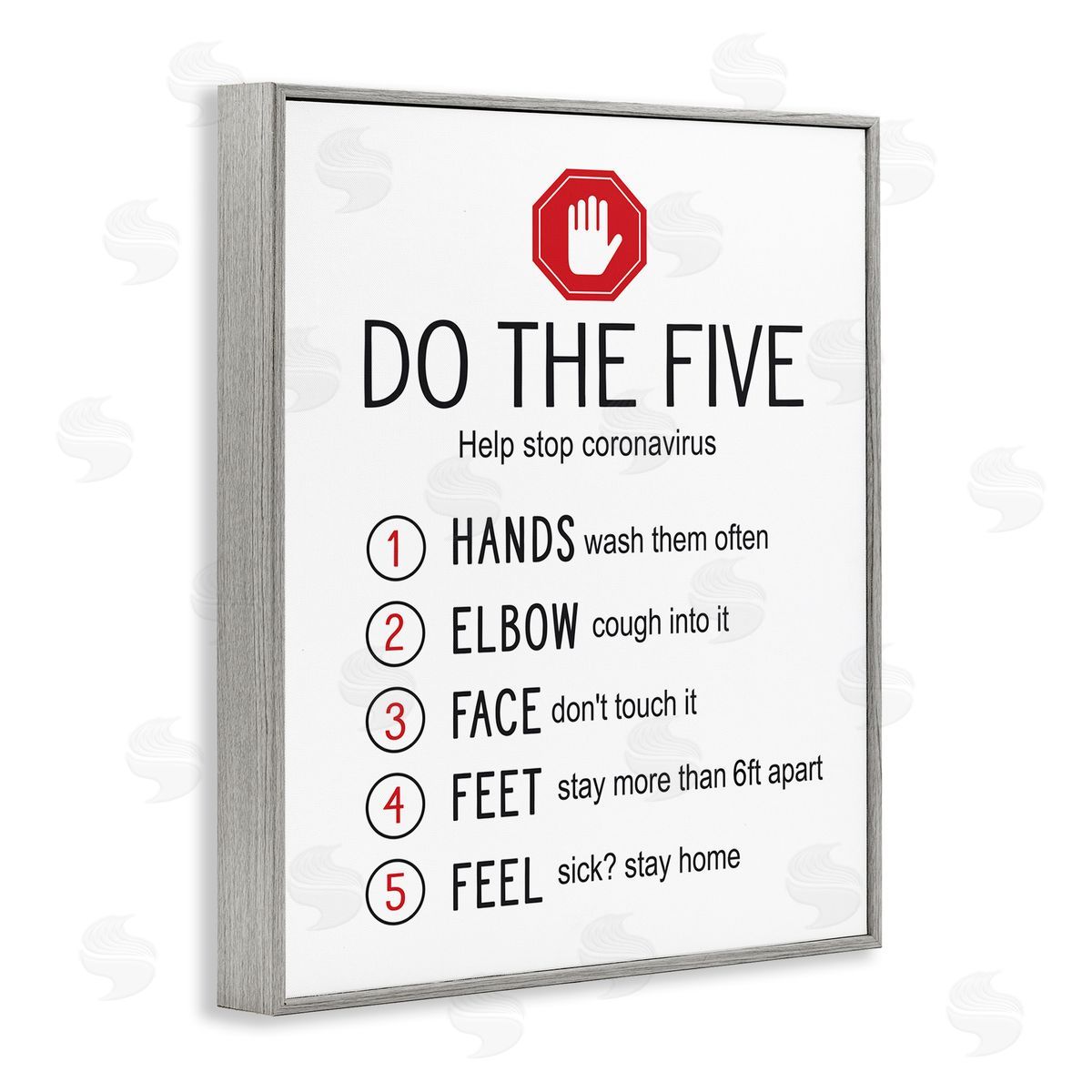 Do Five Cleanliness Steps Grey Frame Print Wall Art, Home Decor by Lettered and Lined