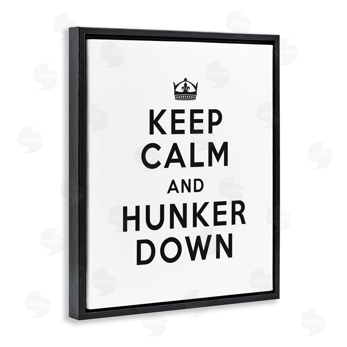 Keep Calm and Hunker Down Black Floating Frame Canvas Wall Art, Home Decor by Lettered and Lined