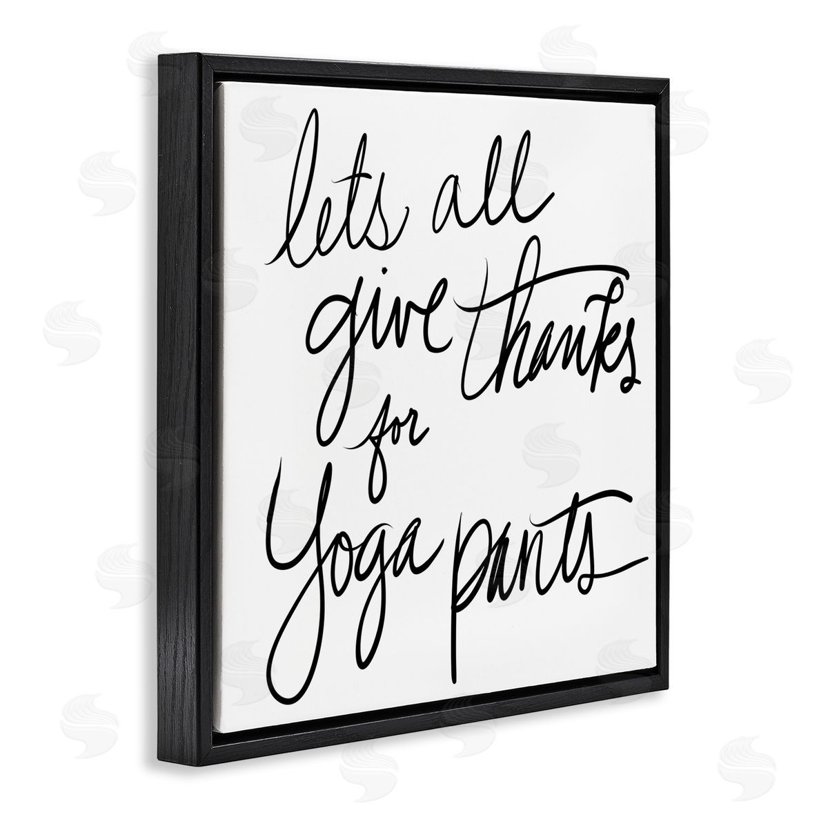 Give Thanks for Yoga Pants Black Floating Frame Canvas Wall Art, Home Decor by Sd Graphics Studio