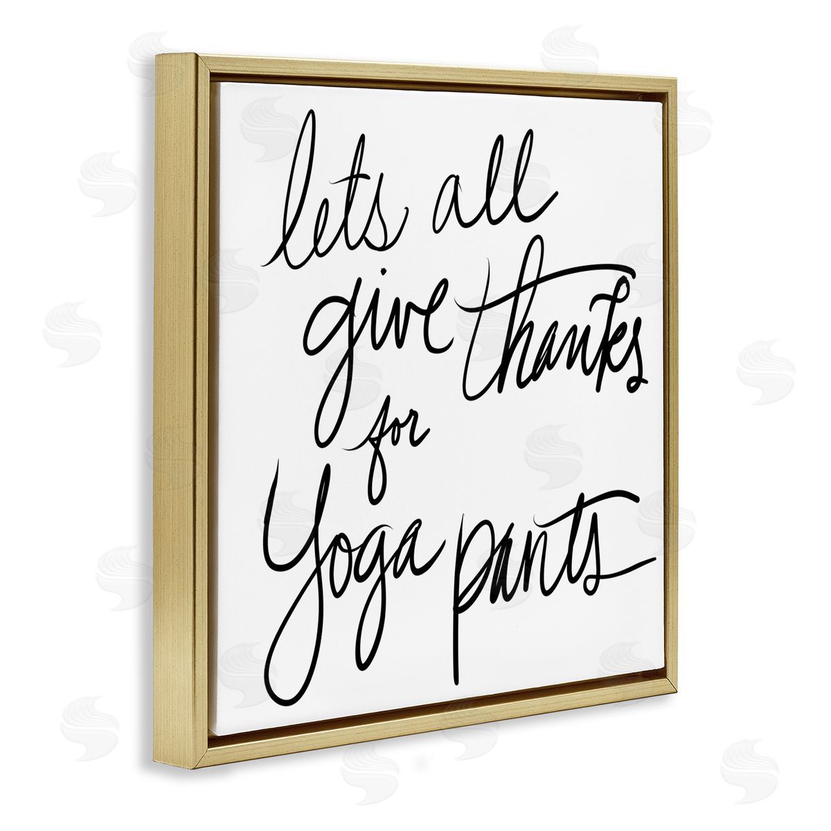 Give Thanks for Yoga Pants Gold Floating Frame Canvas Wall Art, Home Decor by Sd Graphics Studio