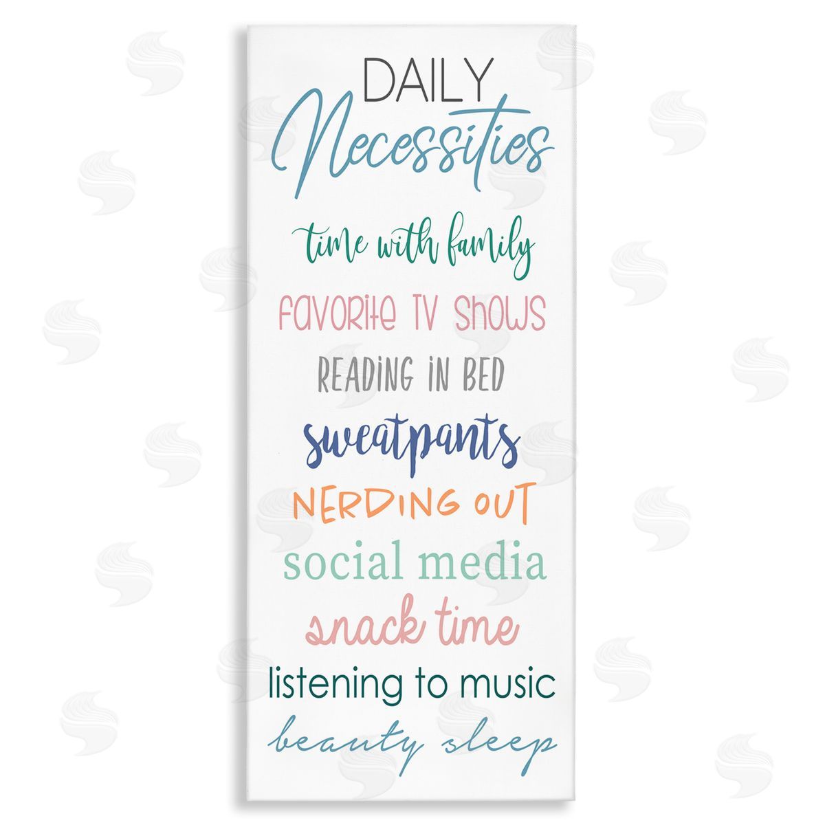 Daily Necessities Self-Care List Canvas Wall Art, Home Decor by Anna Quach