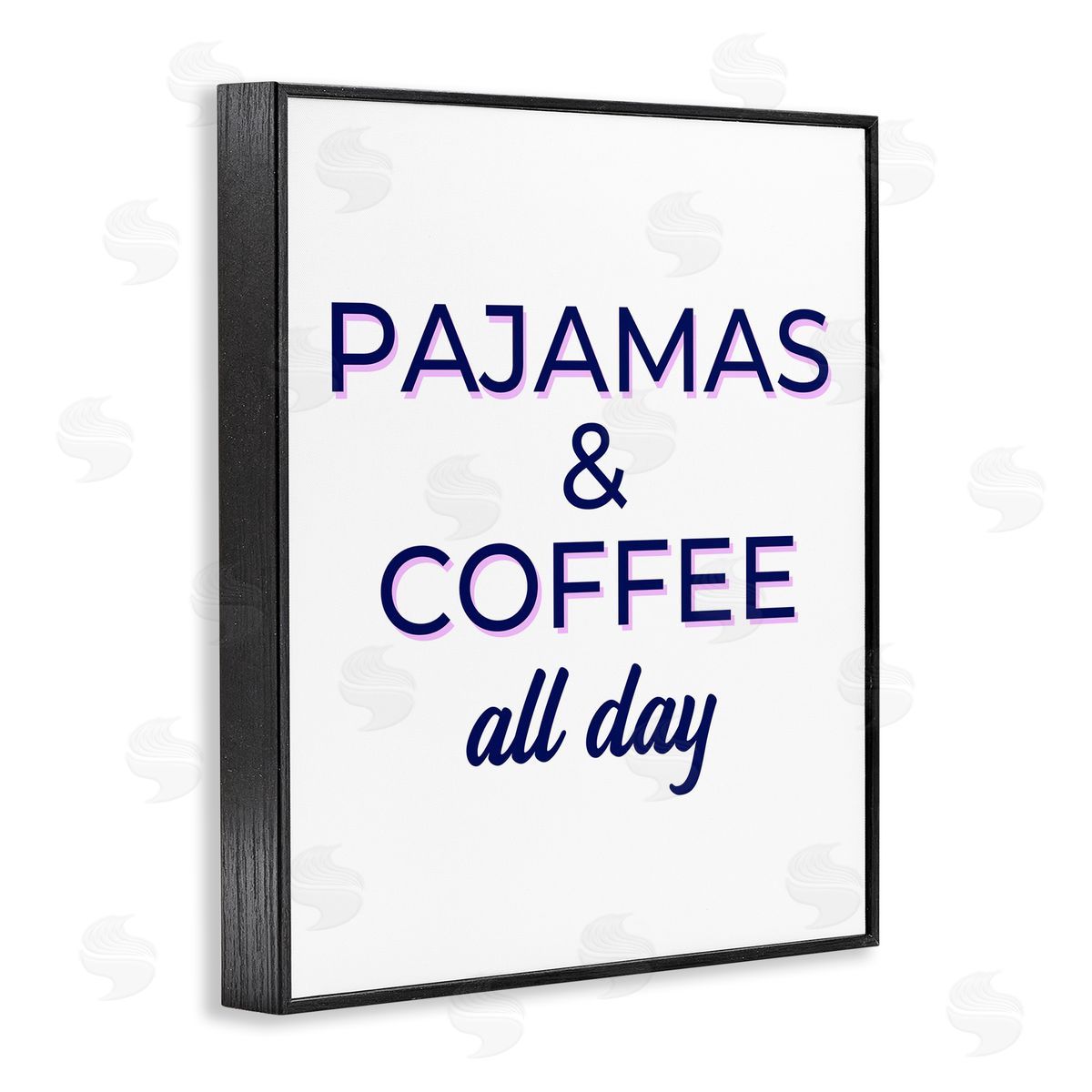 Pajamas and Coffee All Day Black Frame Print Wall Art, Home Decor by Anna Quach