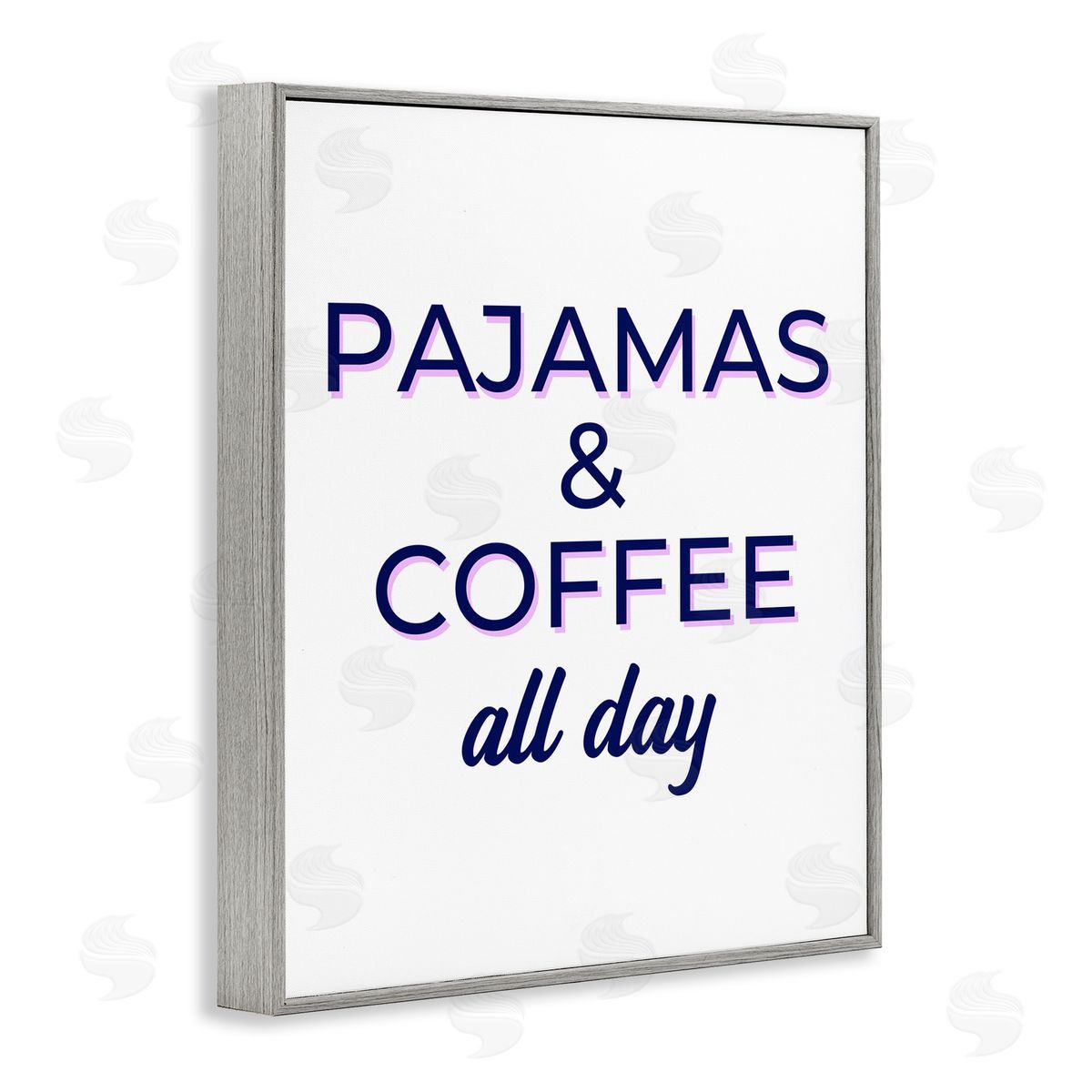 Pajamas and Coffee All Day Grey Frame Print Wall Art, Home Decor by Anna Quach