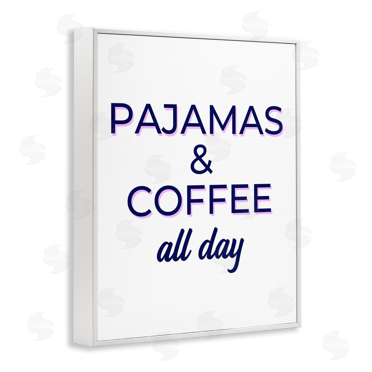 Pajamas and Coffee All Day White Frame Print Wall Art, Home Decor by Anna Quach