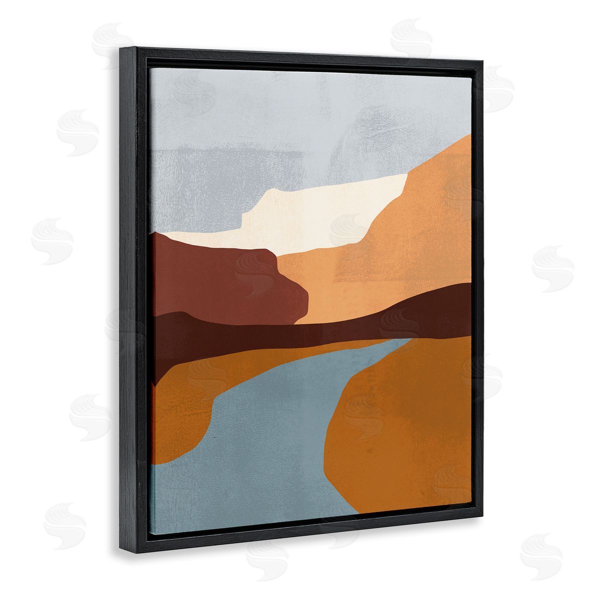 Abstract Canyon Road Landscape Black Floating Frame Canvas Wall Art, Home Decor by Victoria Borges