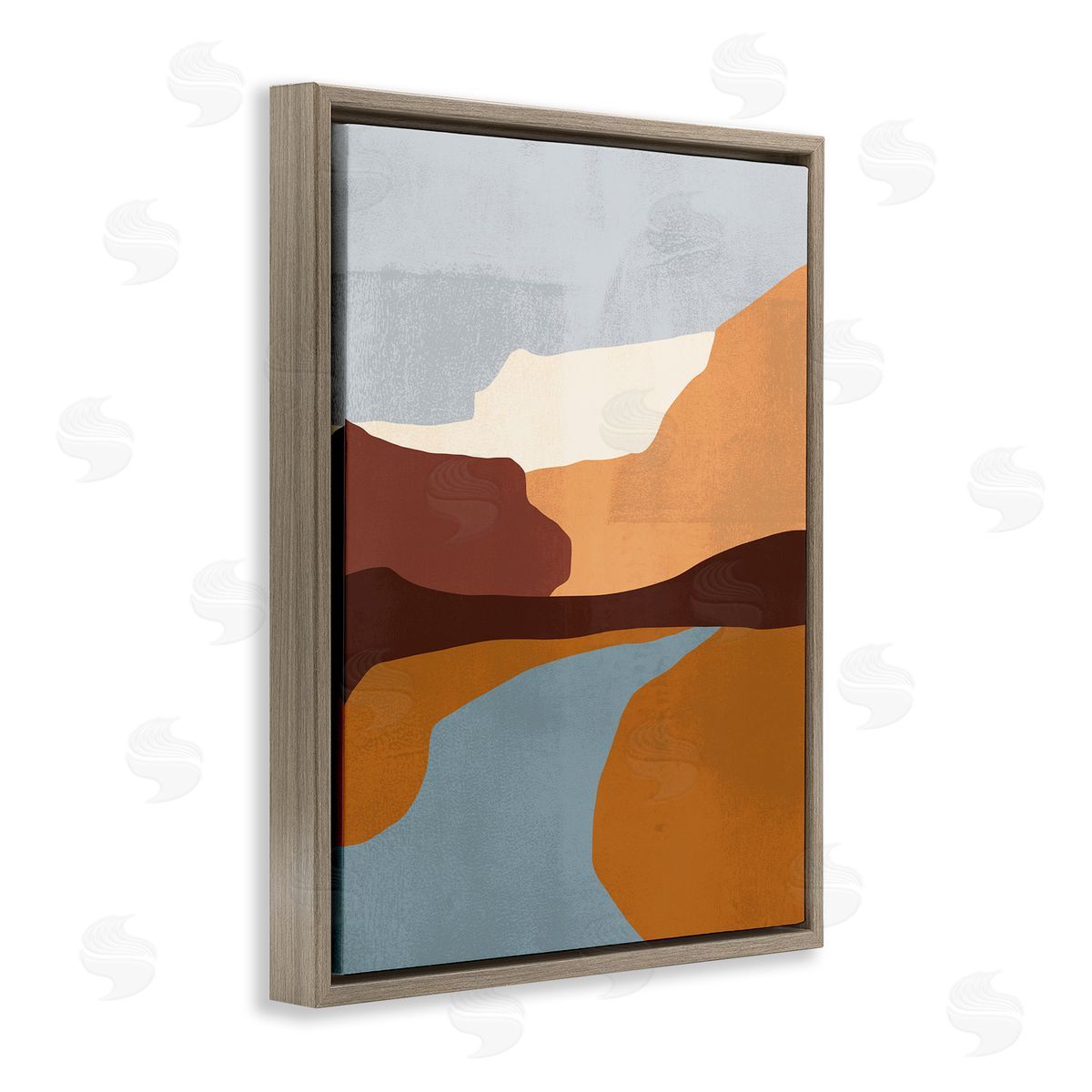 Abstract Canyon Road Landscape Brown Floating Frame Canvas Wall Art, Home Decor by Victoria Borges
