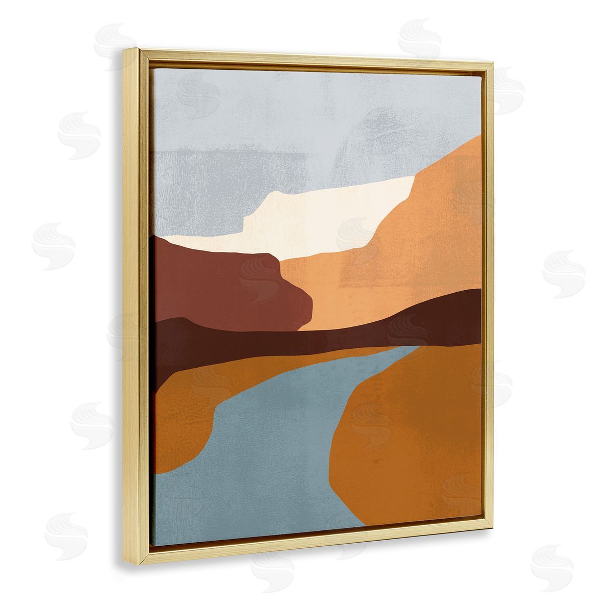 Abstract Canyon Road Landscape Gold Floating Frame Canvas Wall Art, Home Decor by Victoria Borges