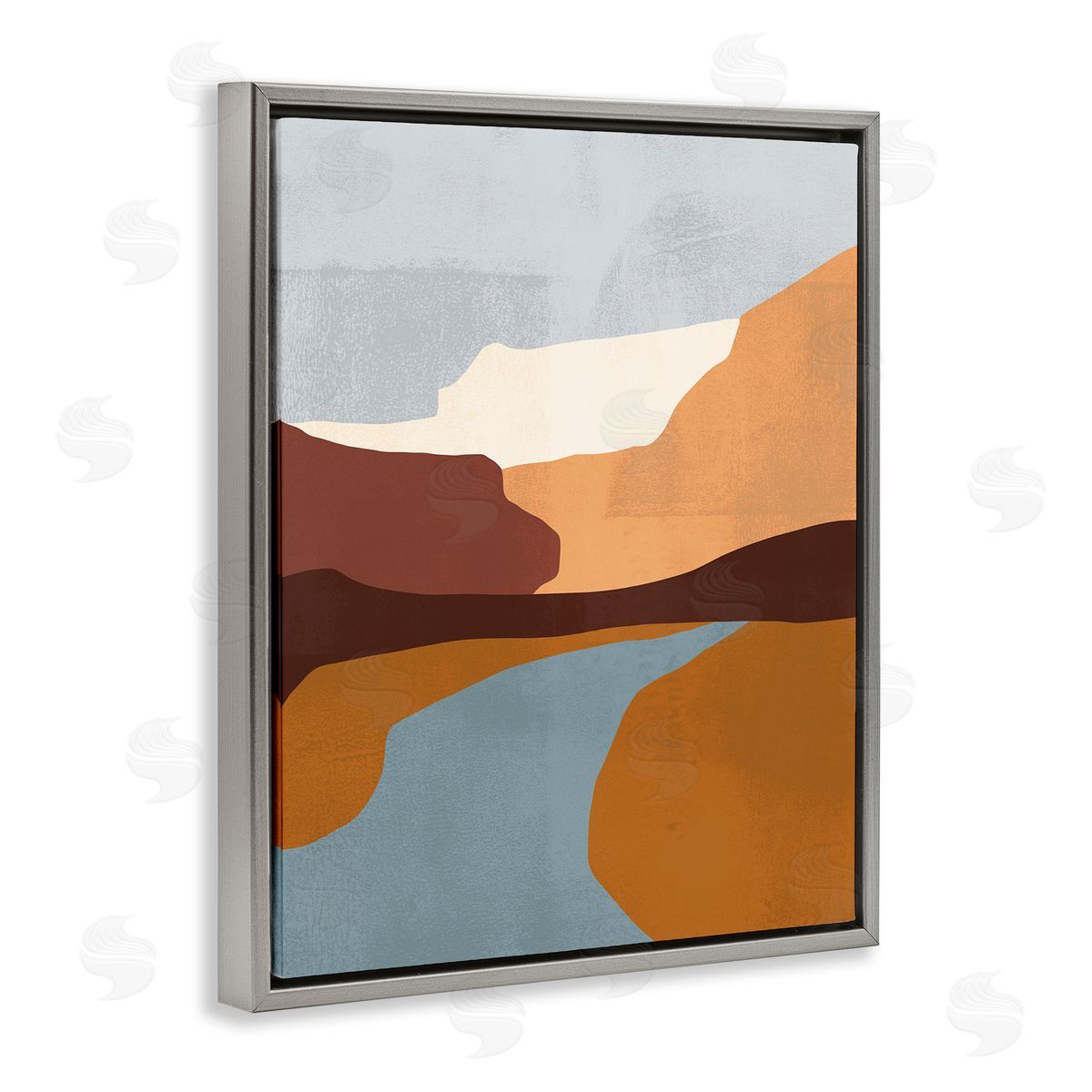Abstract Canyon Road Landscape Grey Floating Frame Canvas Wall Art, Home Decor by Victoria Borges