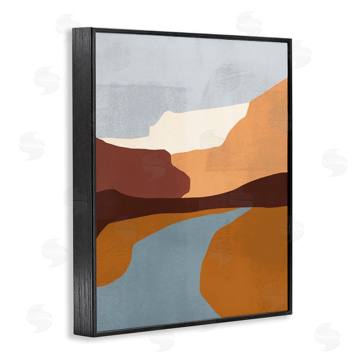 Abstract Canyon Road Landscape Black Frame Print Wall Art, Home Decor by Victoria Borges