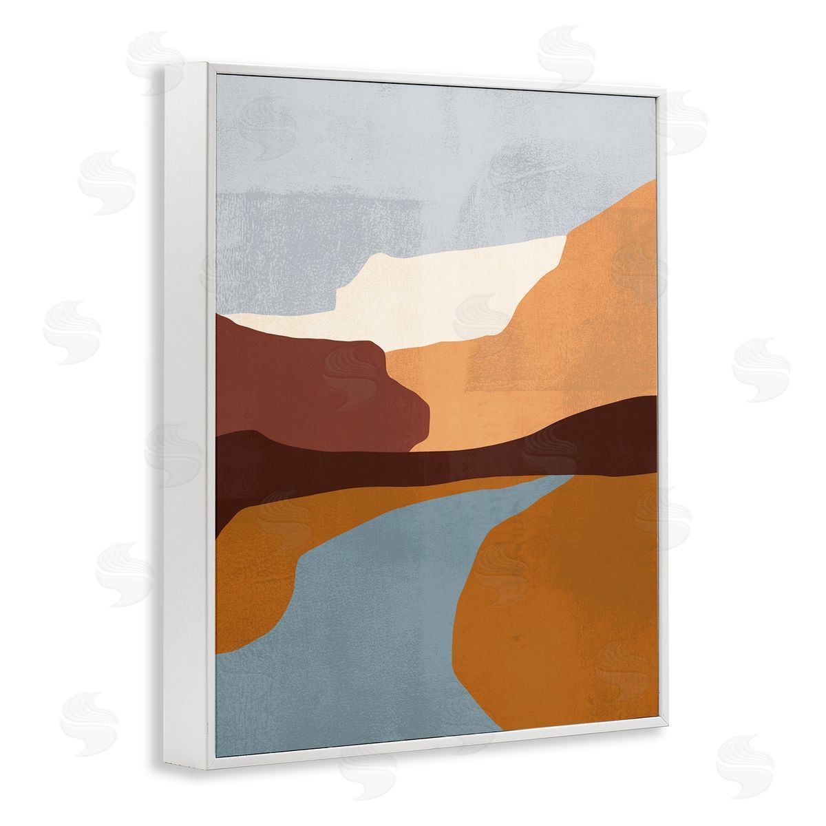 Abstract Canyon Road Landscape White Frame Print Wall Art, Home Decor by Victoria Borges