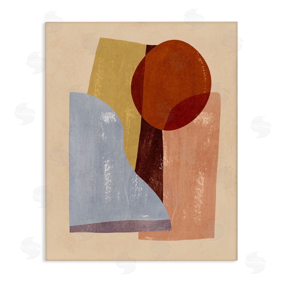 Abstract Colorblock Shapes Brown Canvas Wall Art, Home Decor by Annie Warren