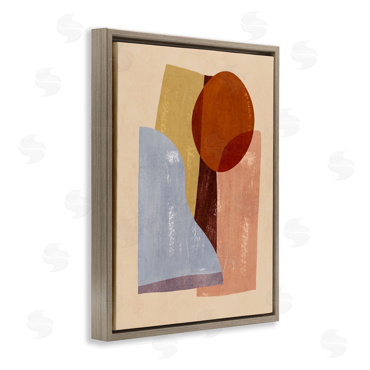 Abstract Colorblock Shapes Brown Brown Floating Frame Canvas Wall Art, Home Decor by Annie Warren