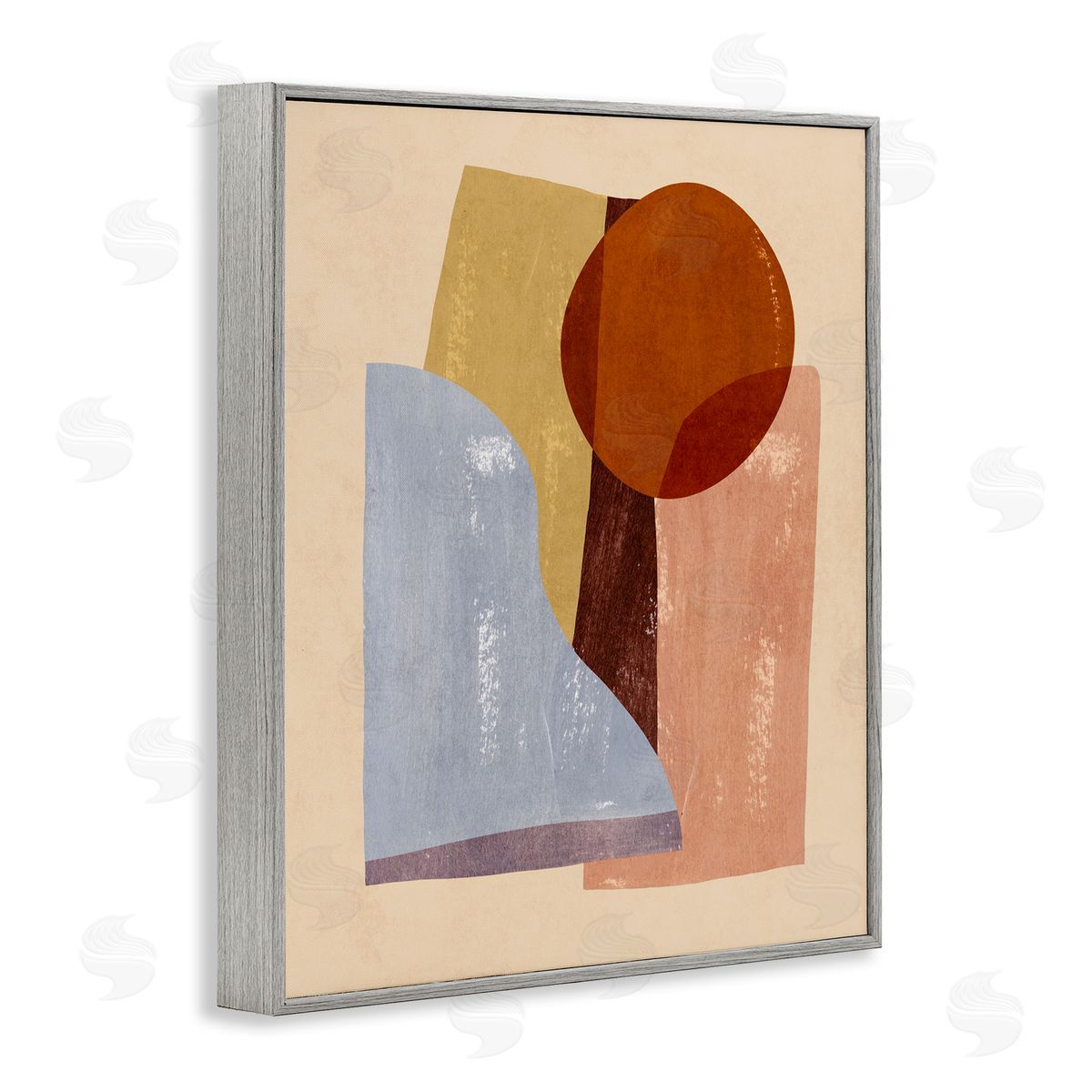 Abstract Colorblock Shapes Brown Grey Frame Print Wall Art, Home Decor by Annie Warren