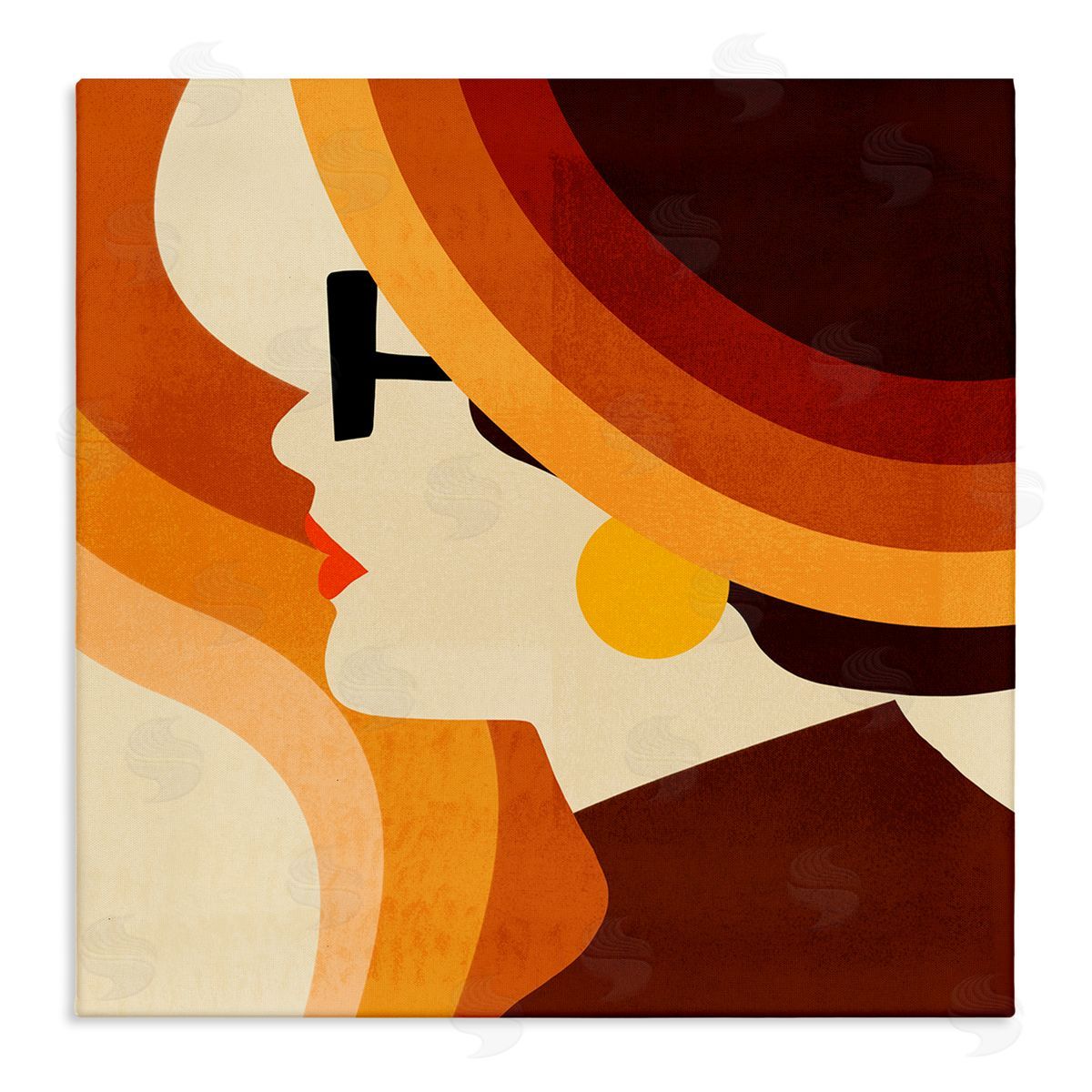 Retro Shape Female Portrait Canvas Wall Art, Home Decor by Victoria Borges