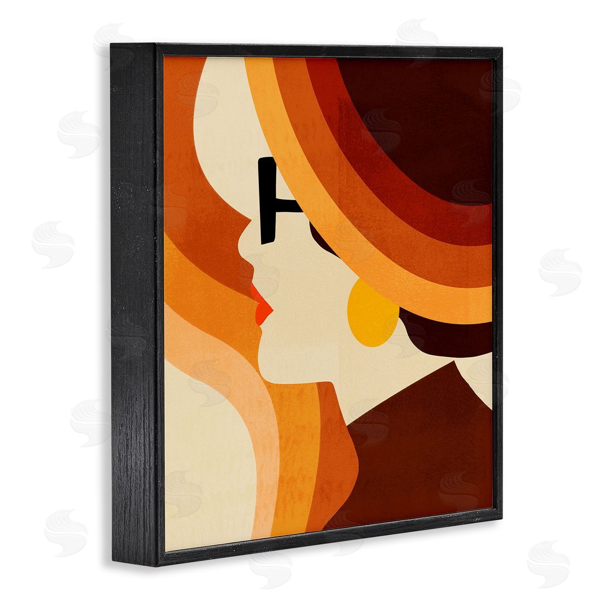 Retro Shape Female Portrait Black Frame Print Wall Art, Home Decor by Victoria Borges