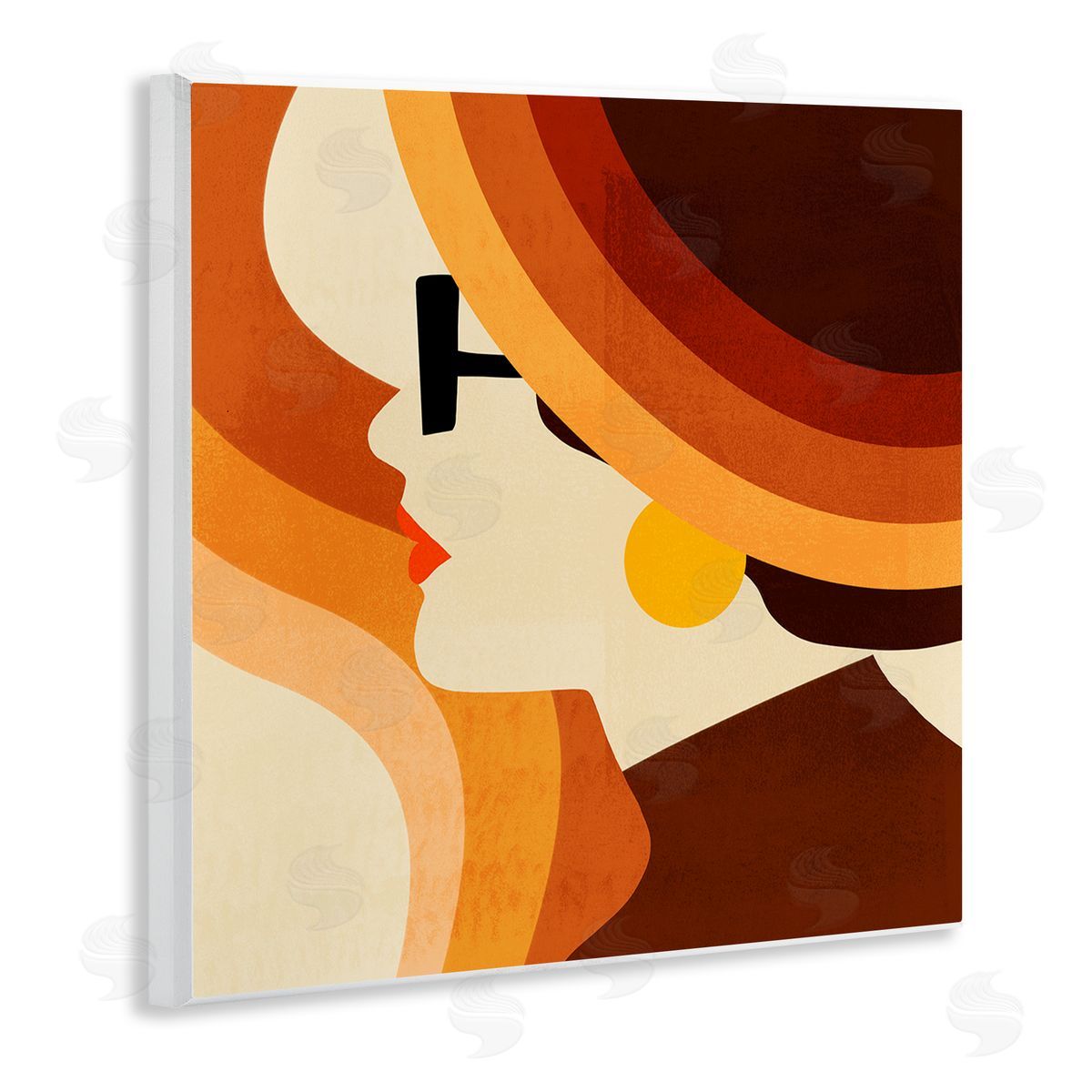 Retro Shape Female Portrait Wood Plaque Wall Art, Home Decor by Victoria Borges