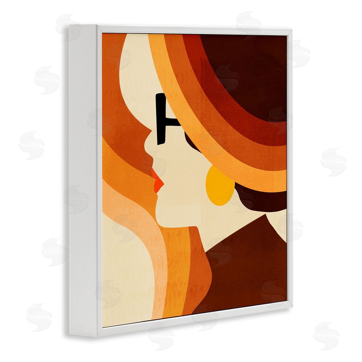 Retro Shape Female Portrait White Frame Print Wall Art, Home Decor by Victoria Borges