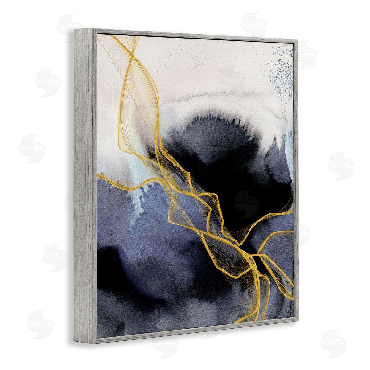 Modern Blue Coastal Abstract Grey Frame Print Wall Art, Home Decor by Irena Orlov