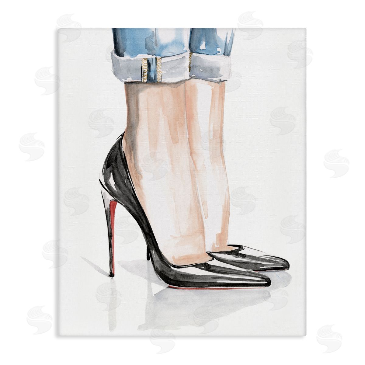 Black Heels and Cuffed Jeans Canvas Wall Art, Home Decor by Jennifer Paxton Parker