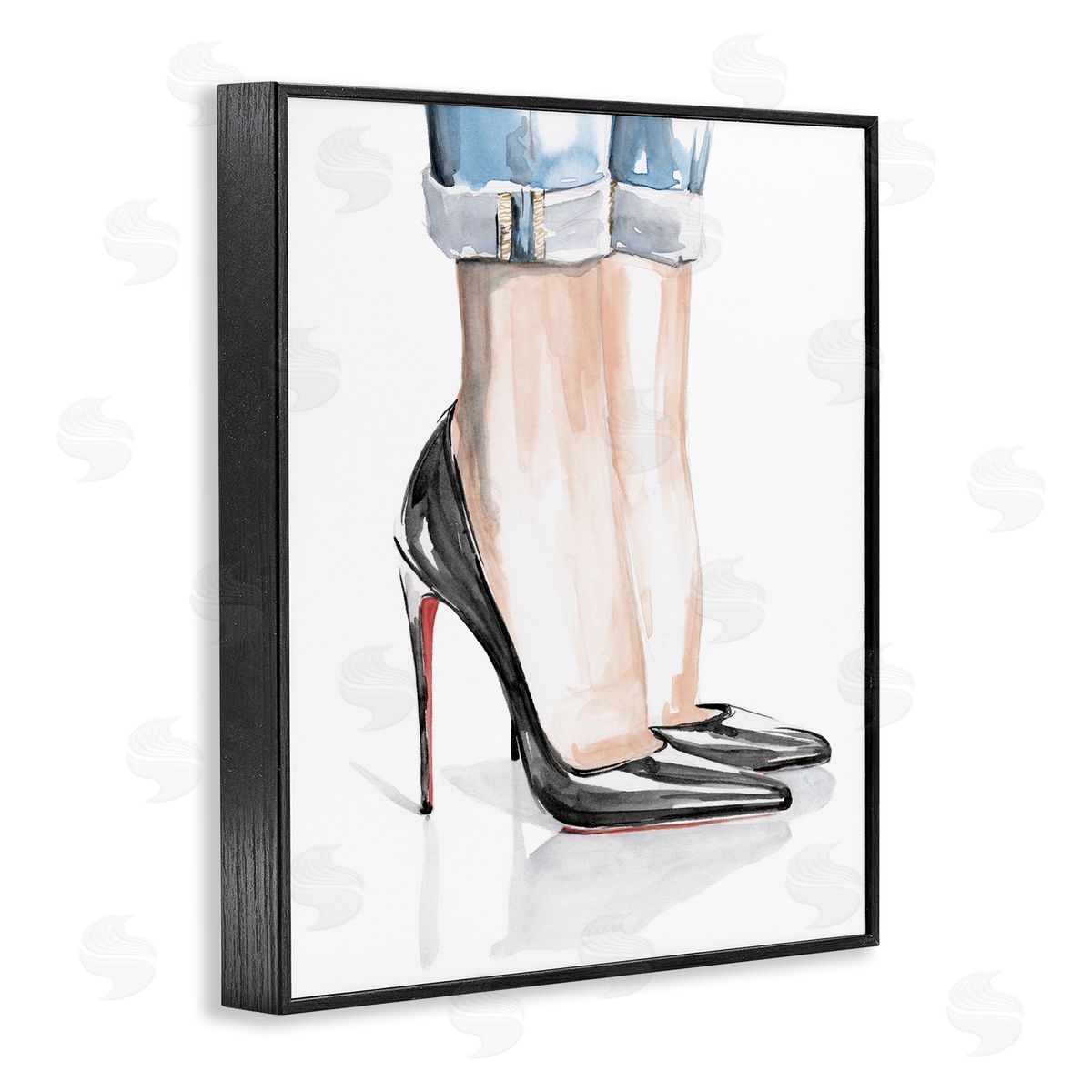 Black Heels and Cuffed Jeans Black Frame Print Wall Art, Home Decor by Jennifer Paxton Parker
