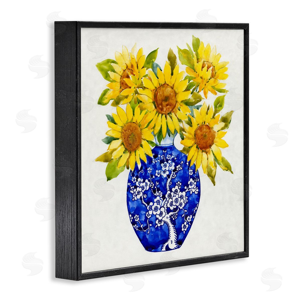Watercolor Sunflower Bouquet Black Frame Print Wall Art, Home Decor by Tim OToole
