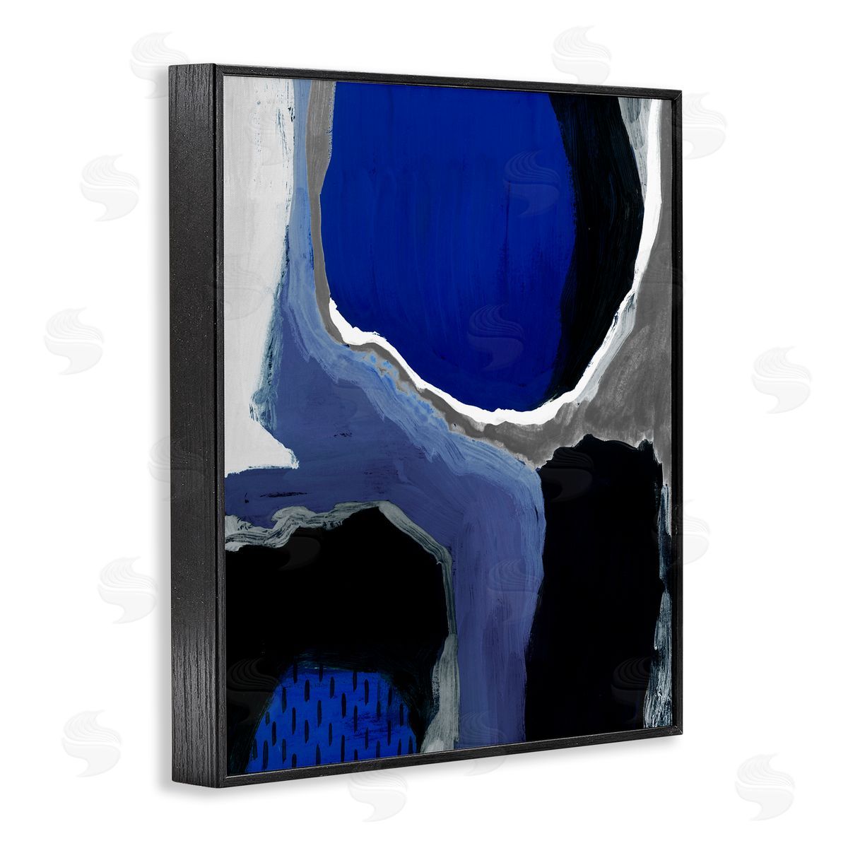 Abstract Cobalt Blue Design Black Frame Print Wall Art, Home Decor by Studio W